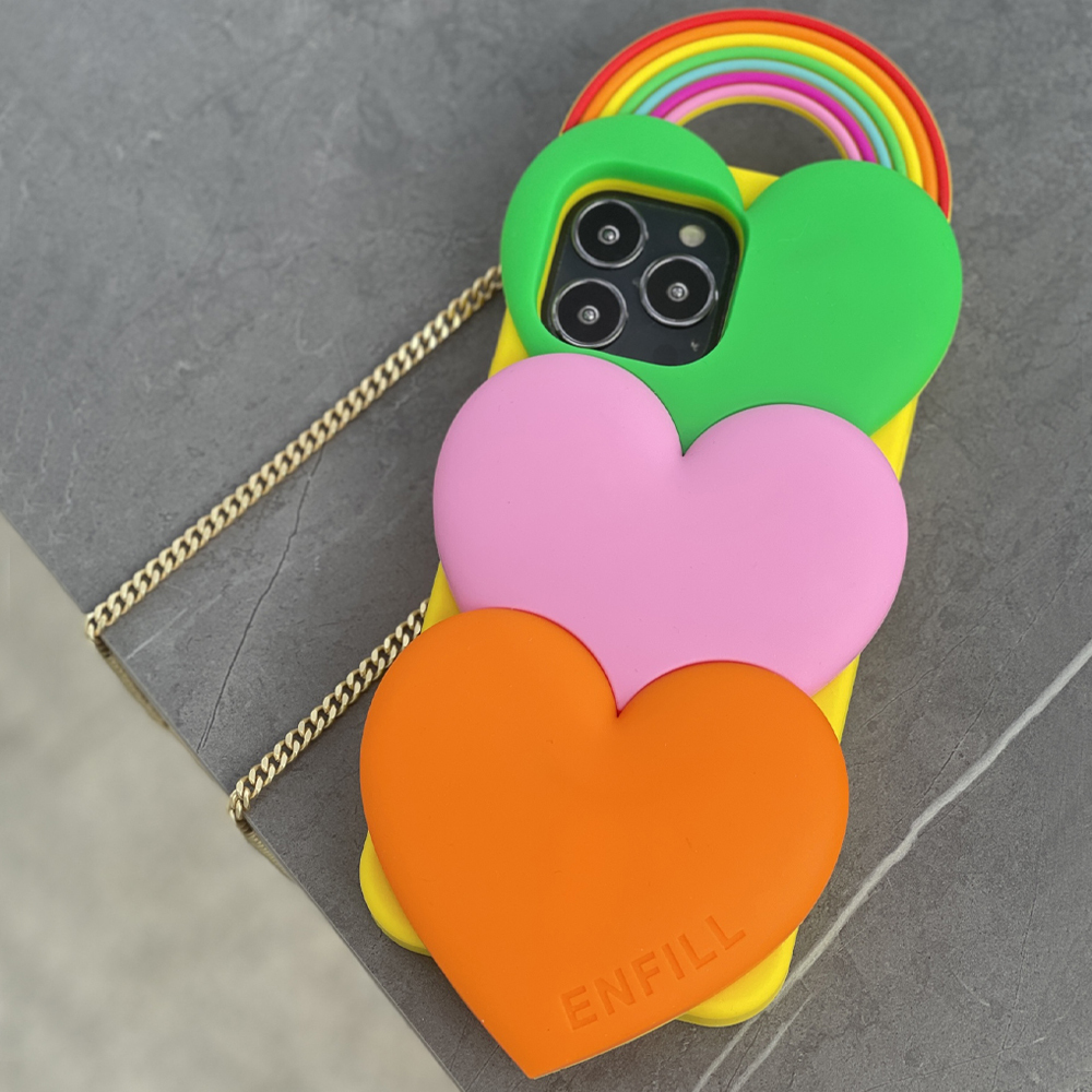 Candies iPhone 13 / 13 Pro - 彩虹愛心手機殼(黃)