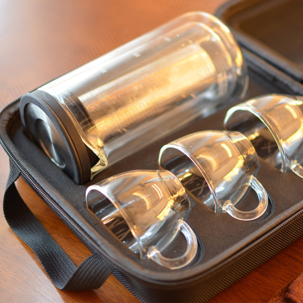 【SADOMAIN 仙德曼】旅行咖啡泡茶組 一壺三杯（450ml /壺＋80ml /杯） CT450