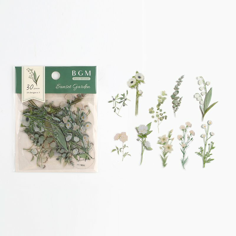 【BGM】夕陽花園系列PET貼紙包- 綠色