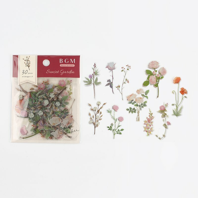 【BGM】夕陽花園系列PET貼紙包- 紅色