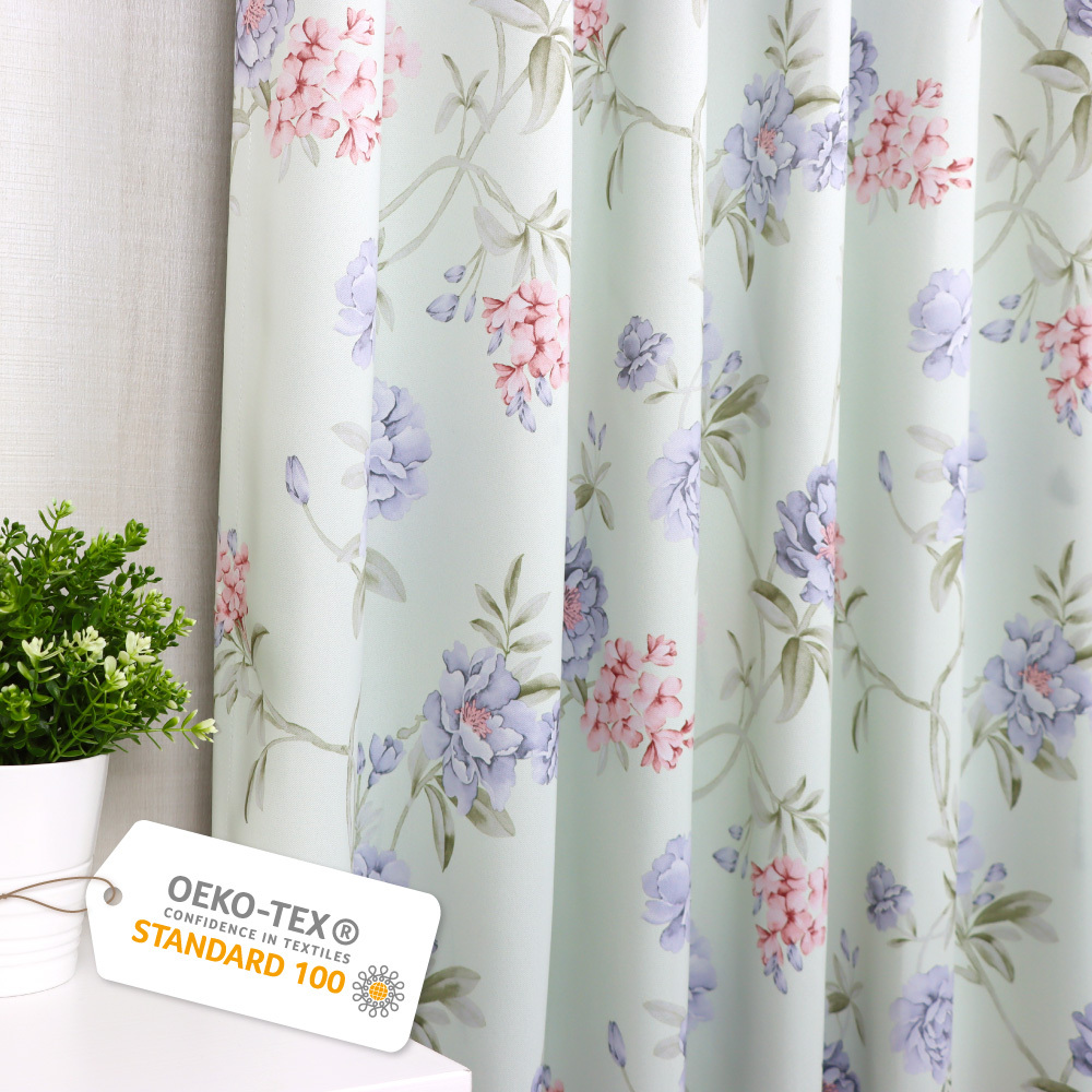 手工製作│遮光窗簾│半窗落地窗│彩卉春漾│織帶│