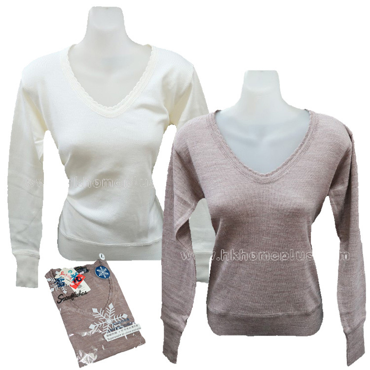 雪花牌: 女裝羊毛防縮V領長袖衫 (S-XL碼)