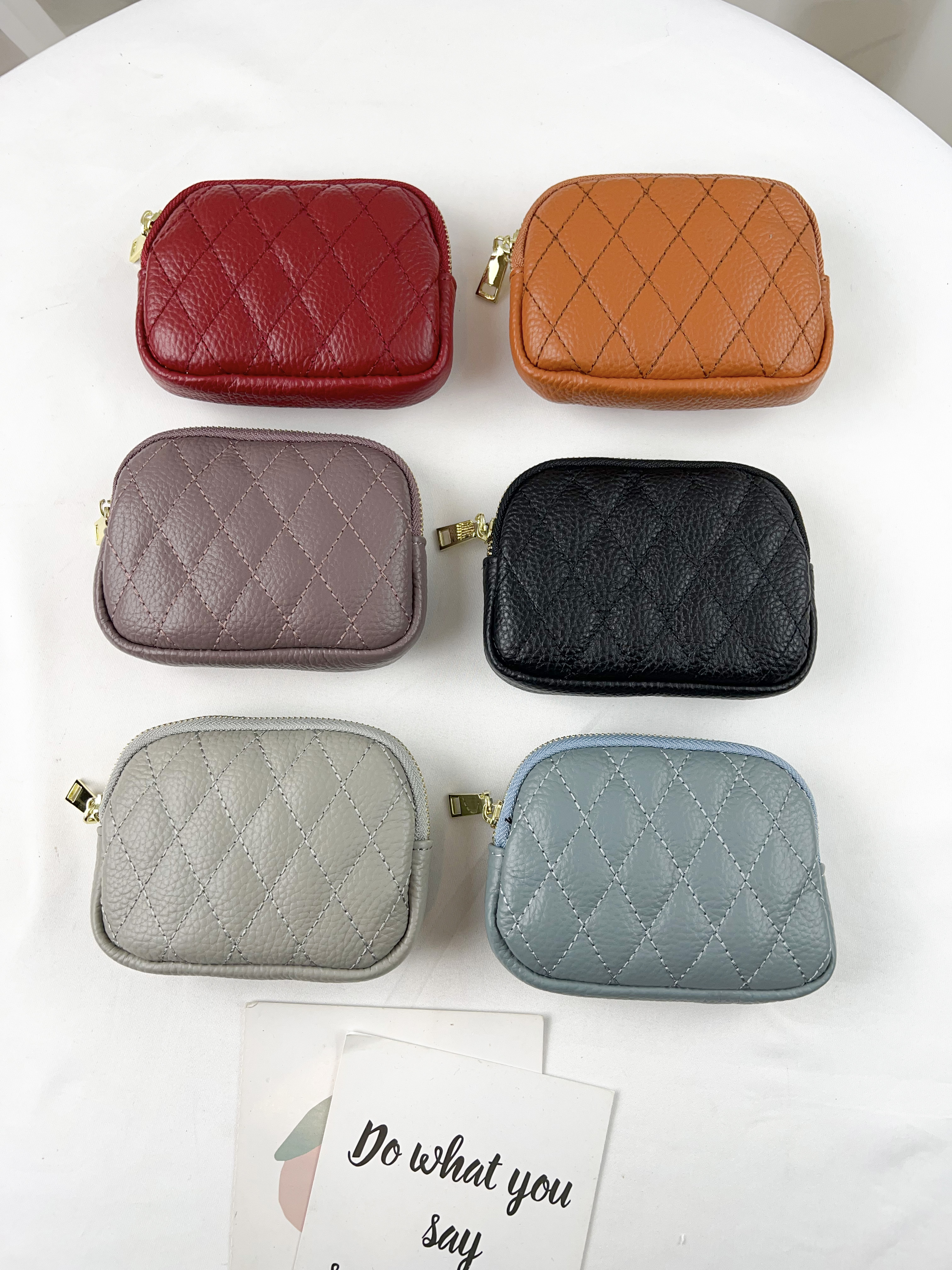 韓國菱格紋小牛皮零錢包 #1002-1