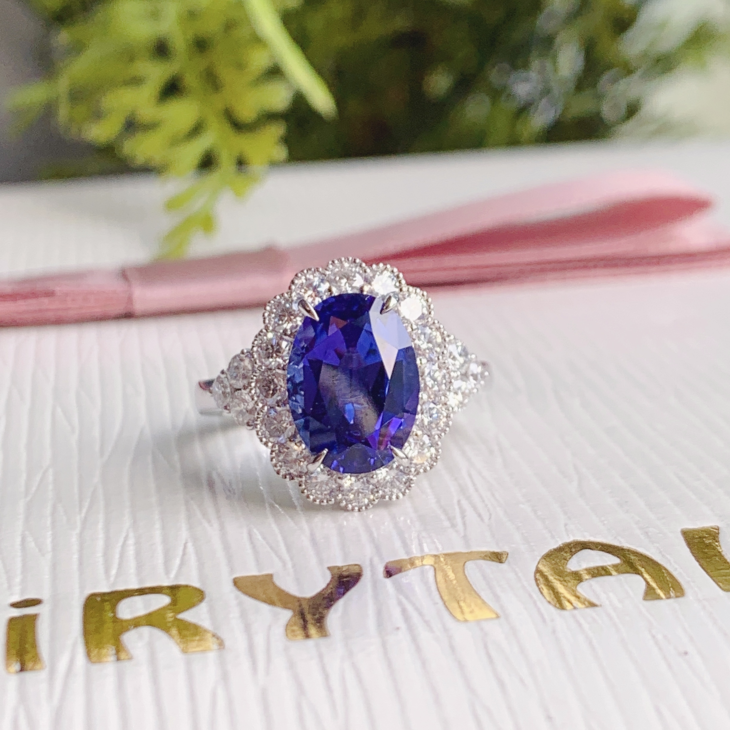 18K坦桑石鑽石戒指/吊墜兩用款  - 5A色 （帶GUILD證書）