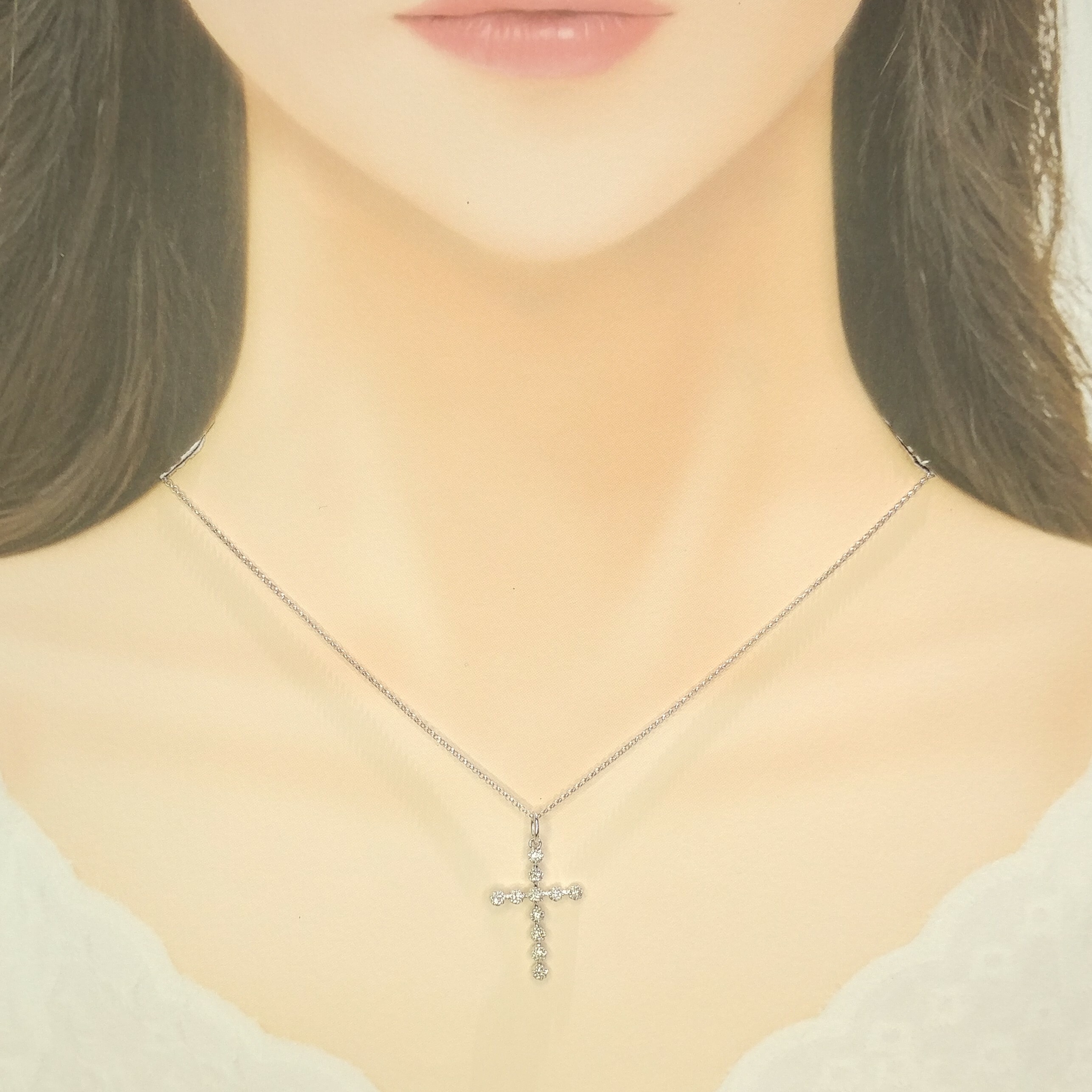 全新18K白金27份鑽石吊墜