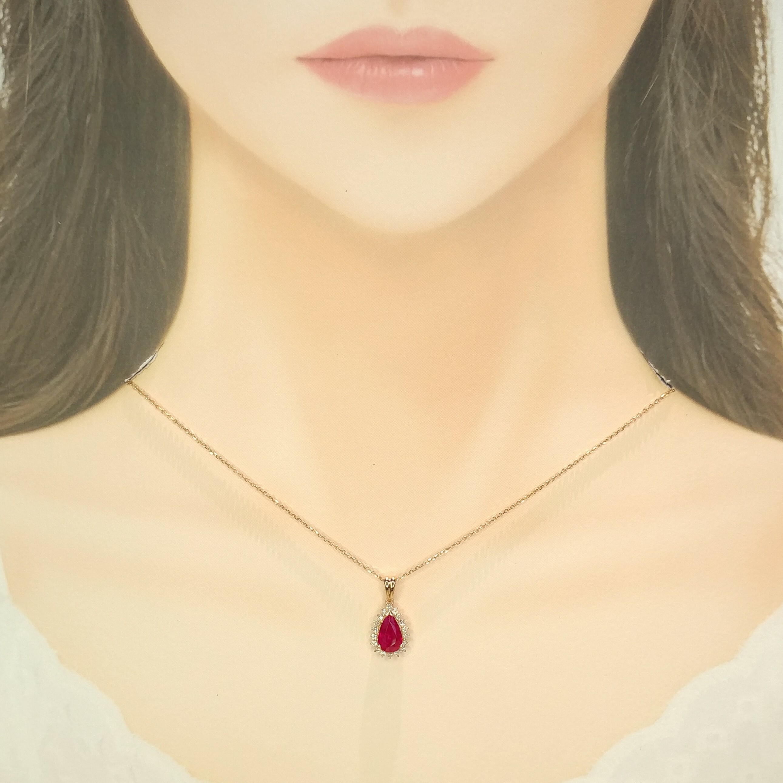 18K Rose Gold 1.15ct Ruby and Diamond Pendant