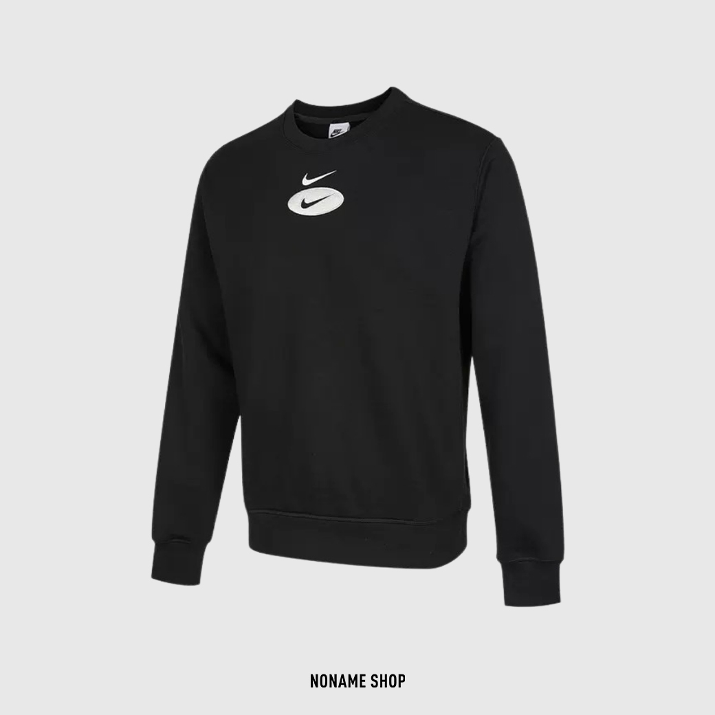 NIKE LOGO 刺繡 小勾 刷毛 長袖 黑