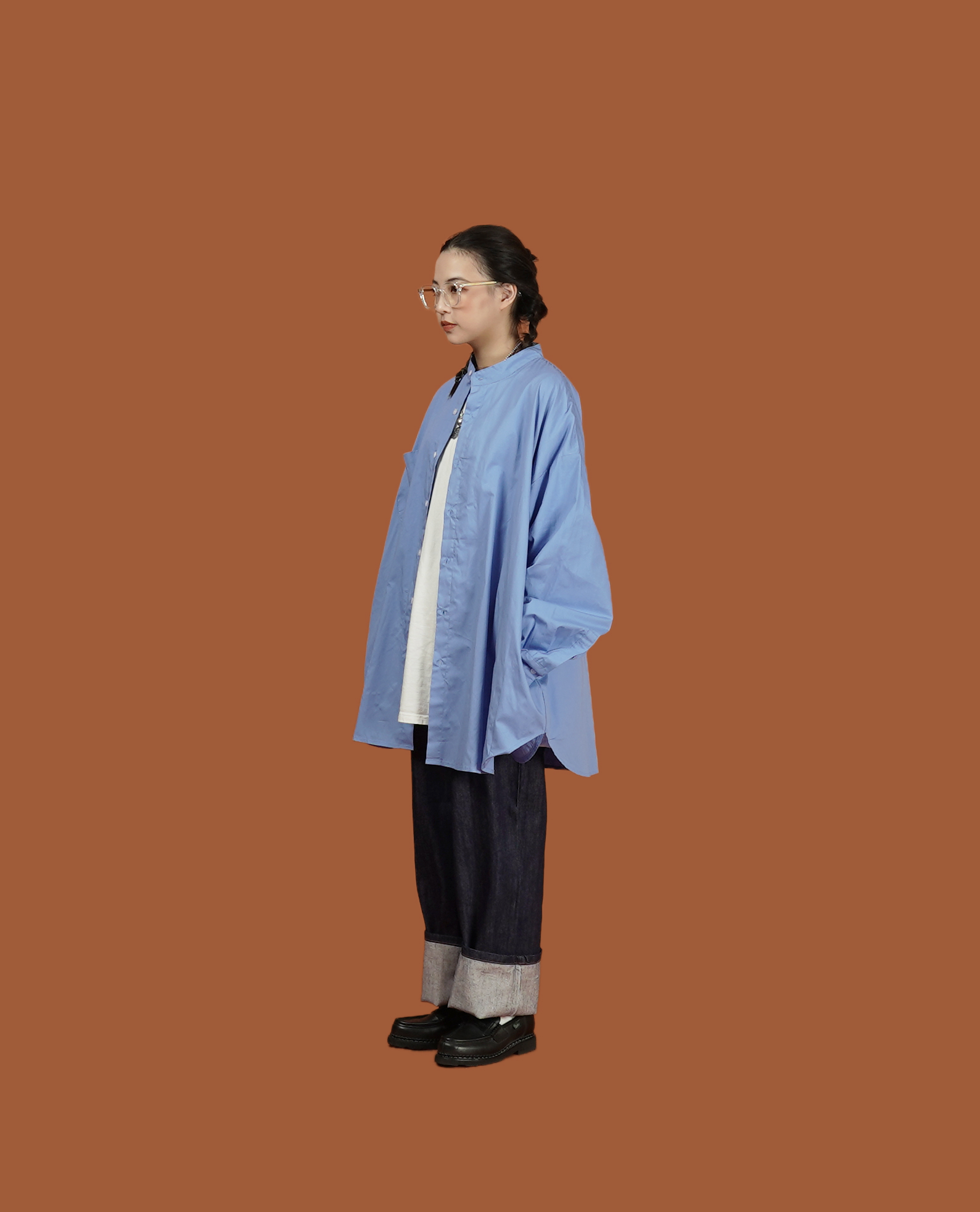 O.POism 歐波医生中山領下圓襬側口袋襯衫