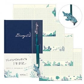 1年日記本 刺繡書籤日記本 (貓頭鷹/鯨鯊)｜MIDORI