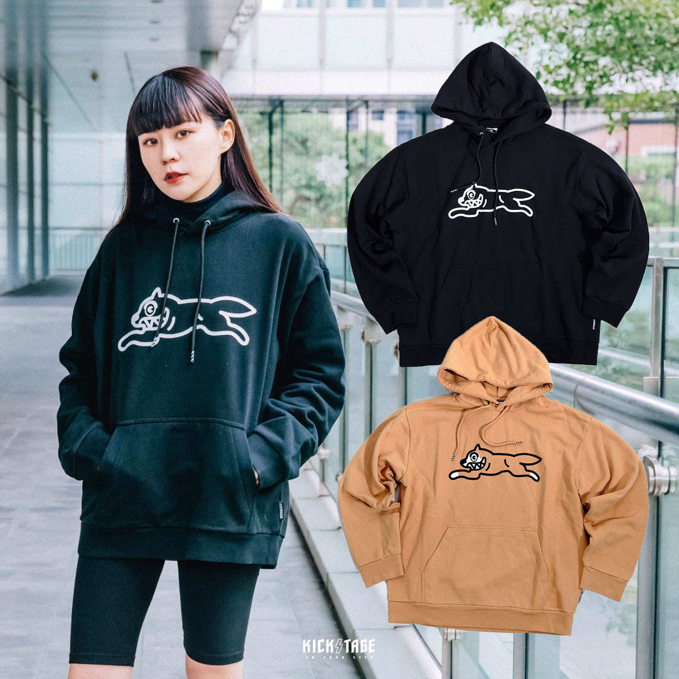 男女款ICE CREAM CLASSIC HOODIE 黑色奶茶色飛狗經典帽T【411-9305】