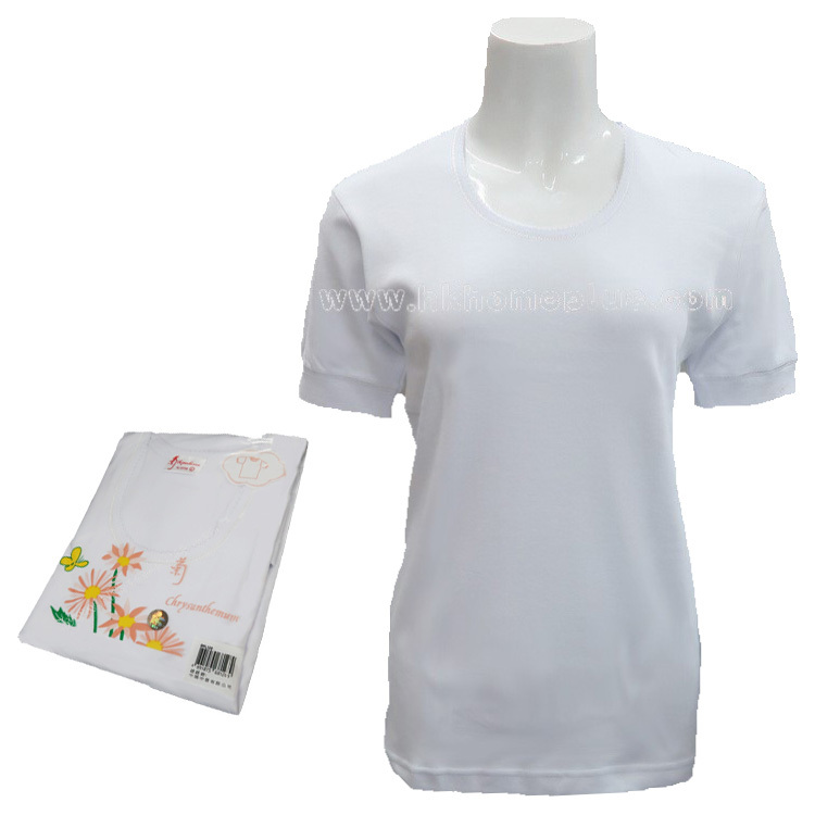 3件裝 菊花牌: 女裝花邊圓領短袖衫 (S-XL碼)