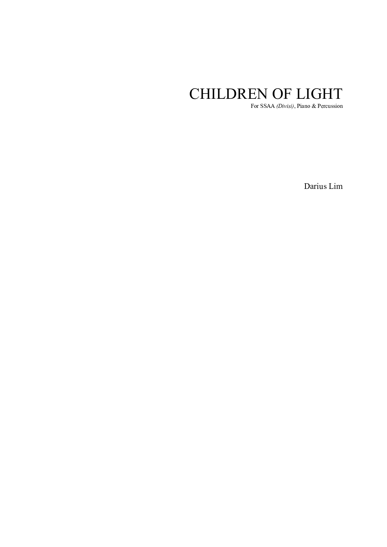 【同聲四部】《Children of Light》
