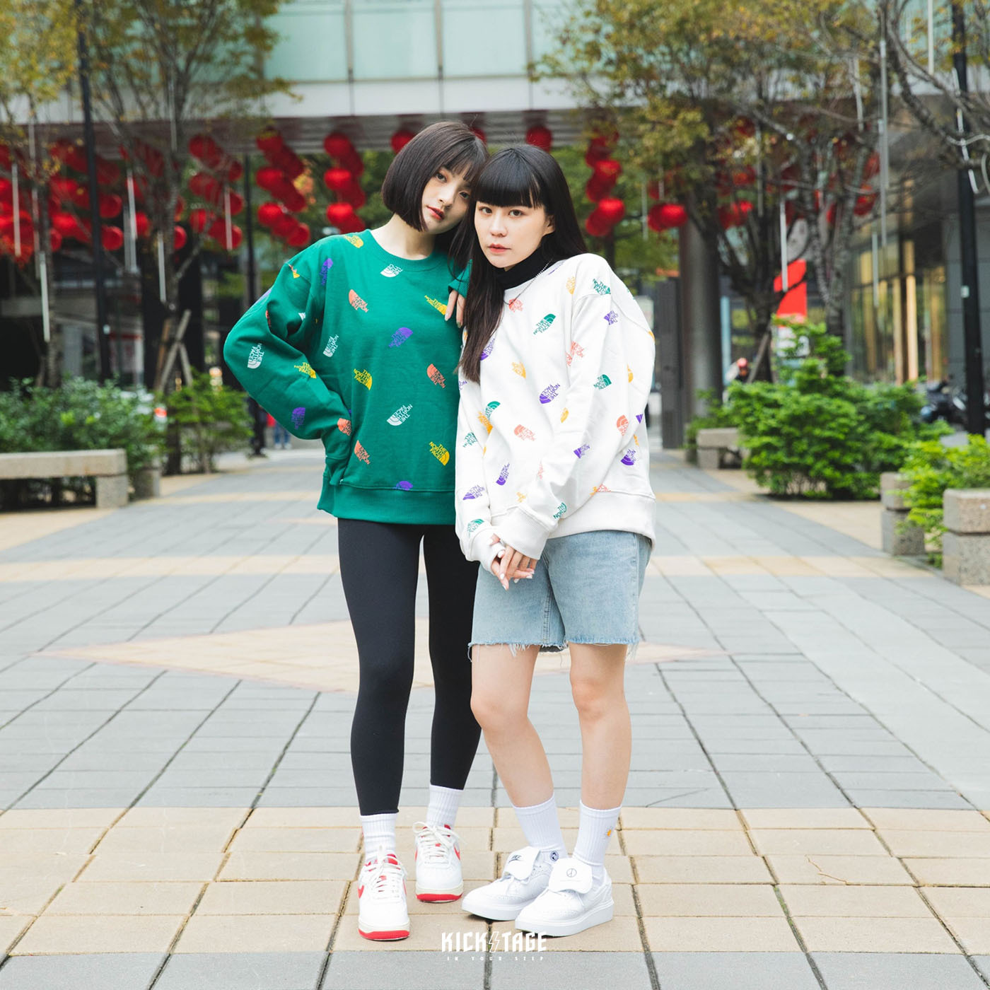 **特價商品售出不退換**THE NORTH FACE Cropped Logo Crew 綠色 米白 內刷毛 滿版LOGO 衛衣【NF0A5J3511P】