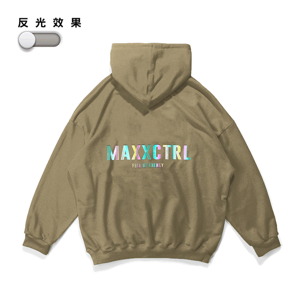 MAXXC 背後基本反光LOGO帽T-卡其