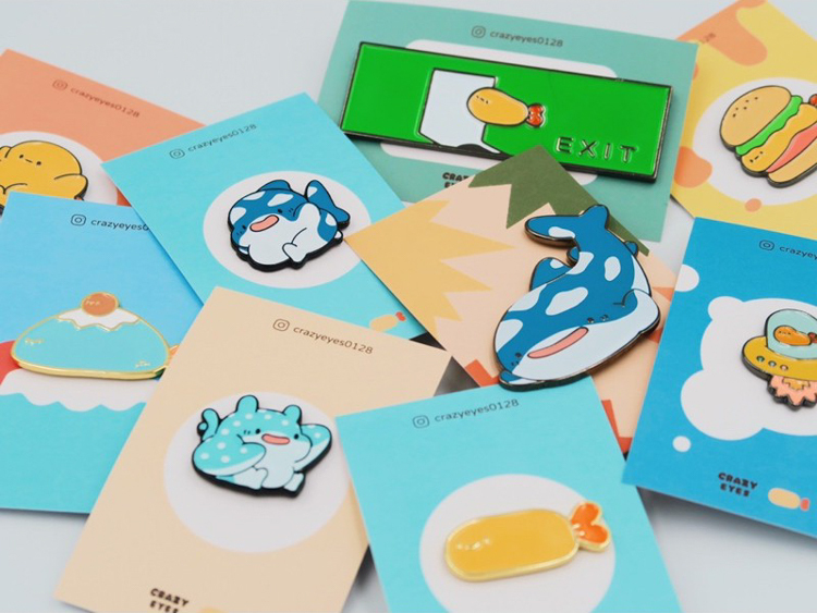 Crazy eyes 瘋狂眼珠｜金屬別針｜炸蝦