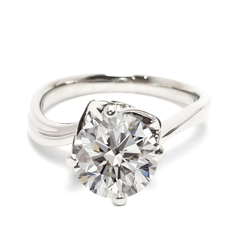 18K白金四爪扭臂花型戒指托 (RS03H4048)