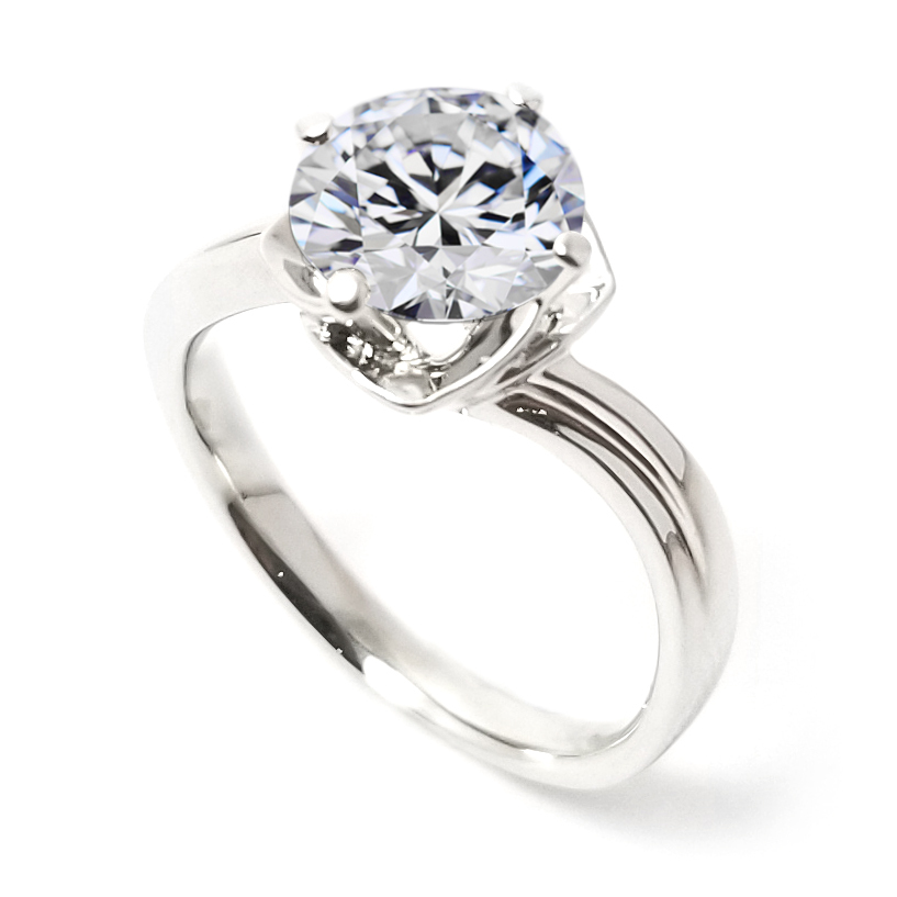 18K白金四爪扭臂花型戒指托 (RS03H4048)