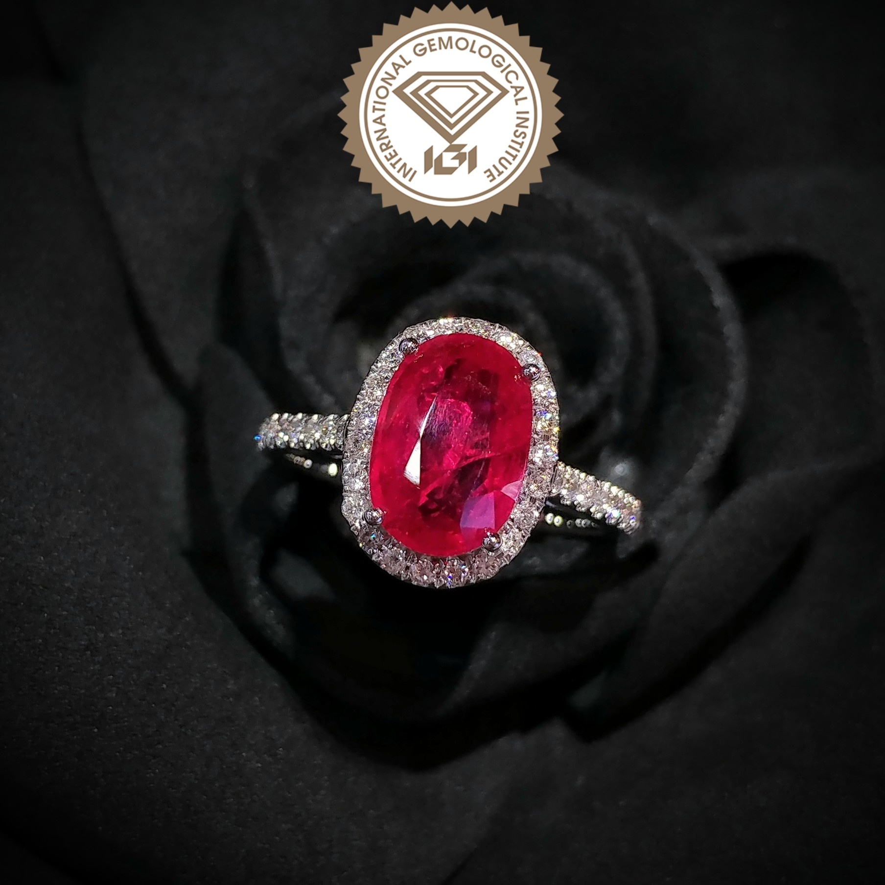 18K White Gold 2.89ct Ruby and Diamond Ring
