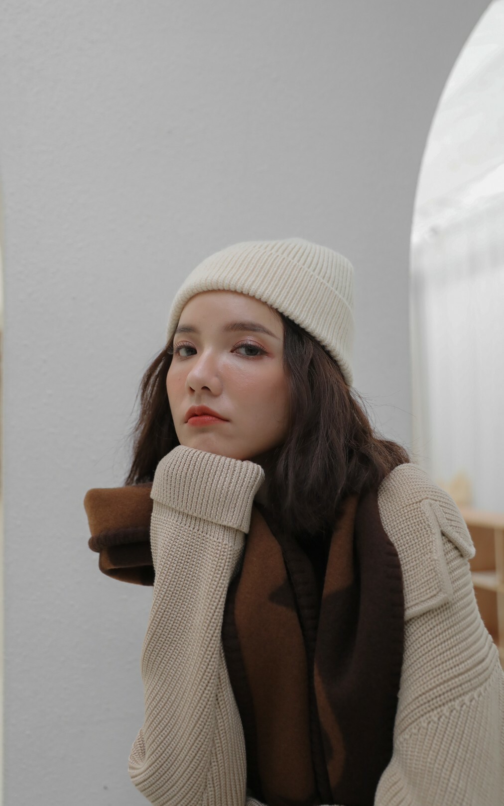 韓妞毛帽 (米白)