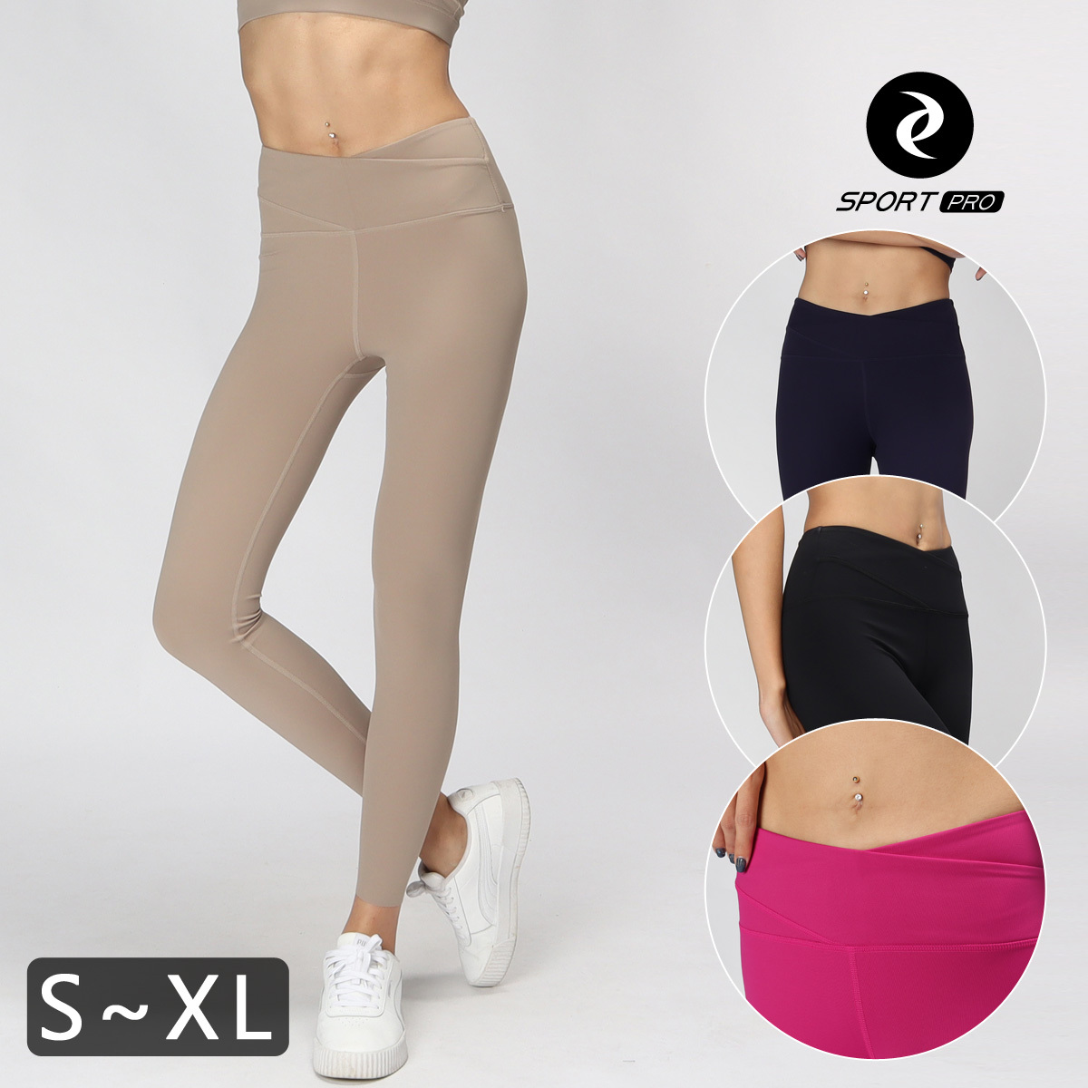 高腰交疊裸感九分瑜珈/運動/緊身機能褲*