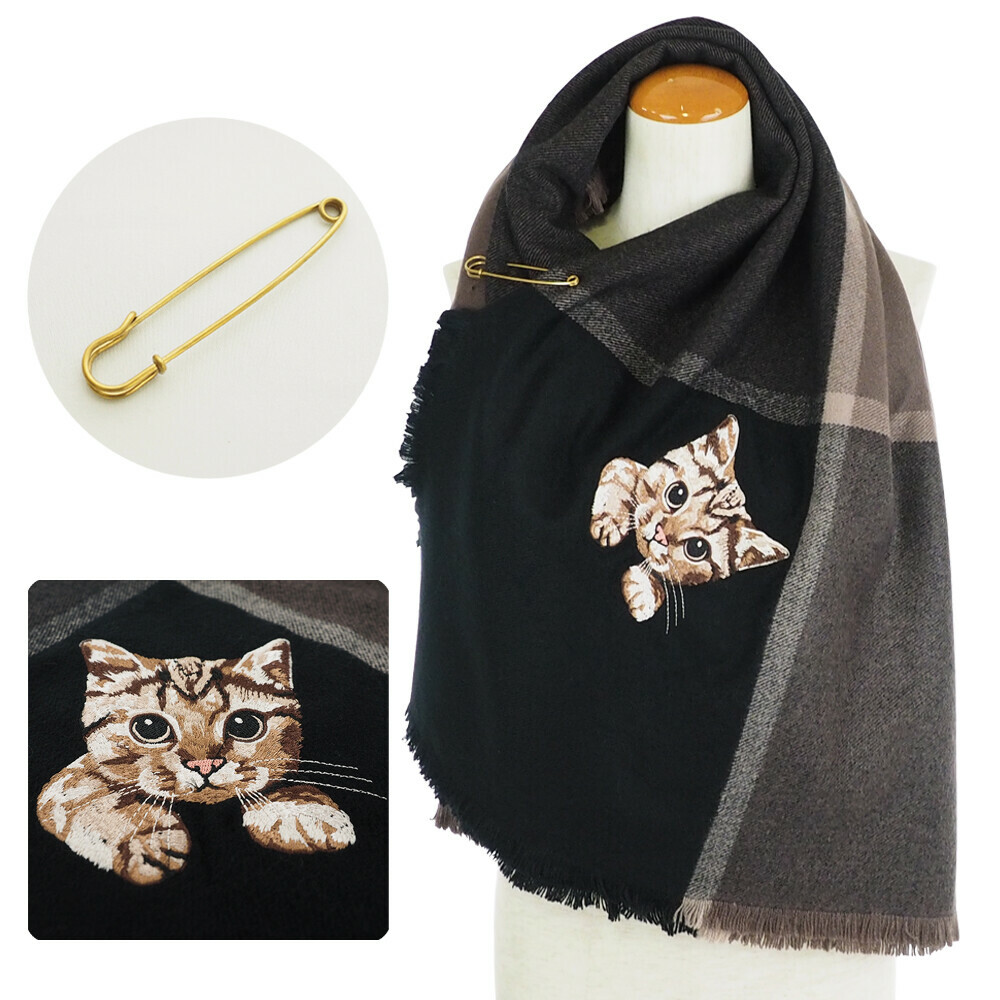 [現貨]｜日本貓刺繡3way披肩頸巾