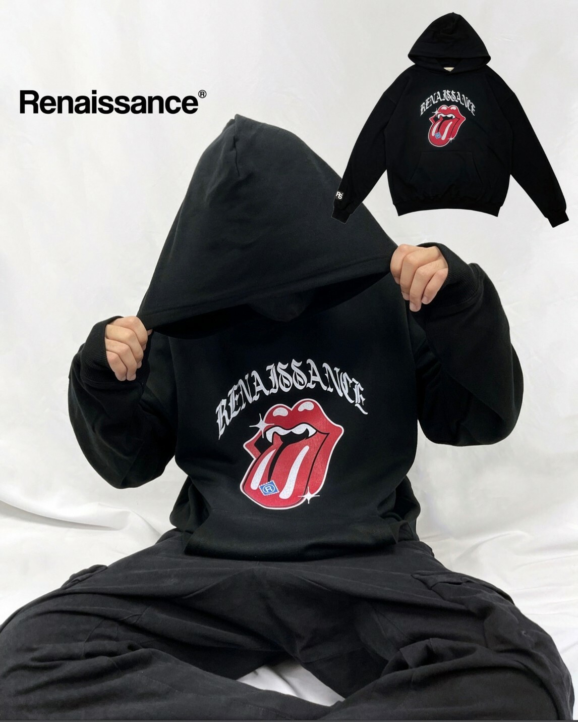 RENAISSANCE 新款 紅唇舌頭 R郵票帽T “ TONGUE & STAMP HOODIE “