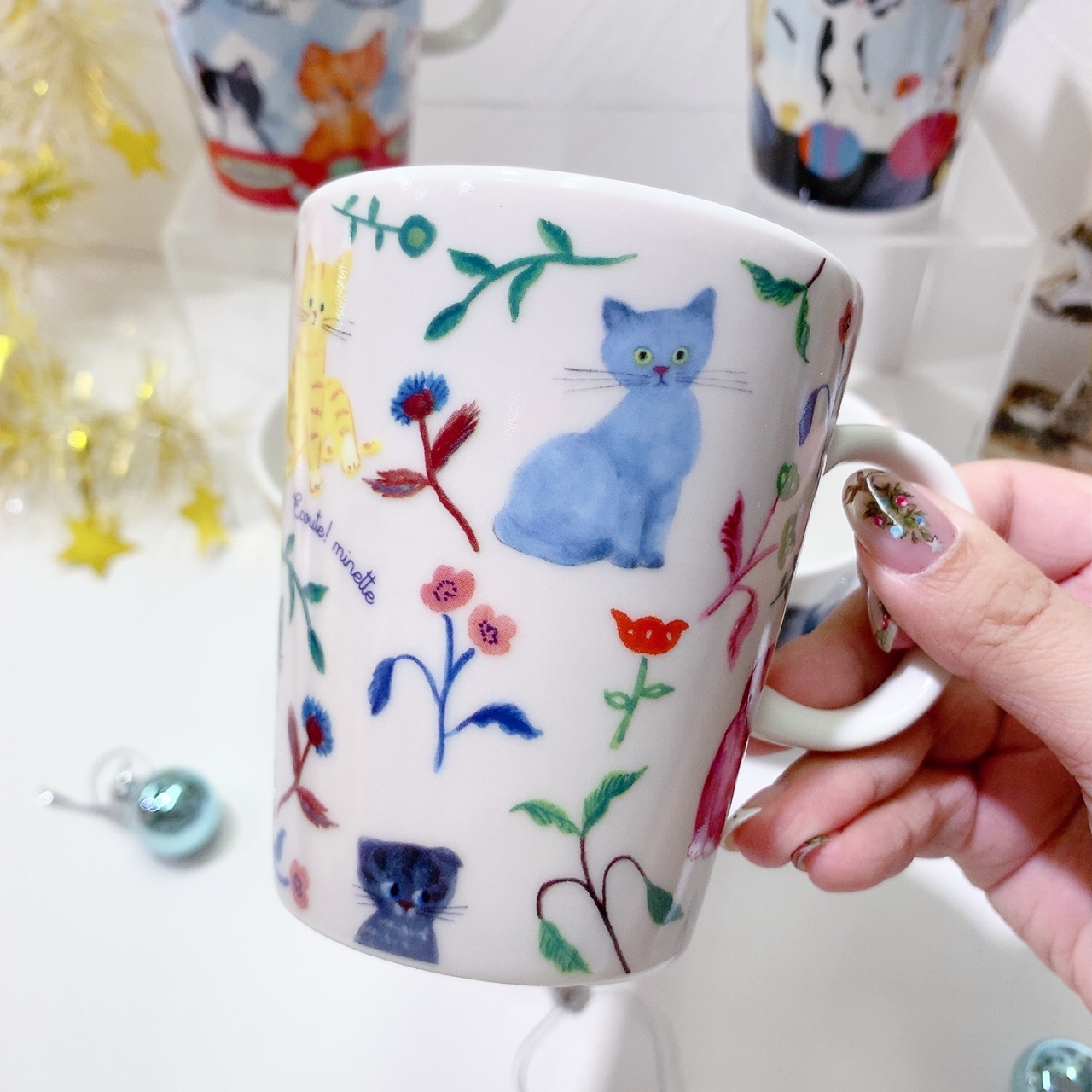 [日本制] 貓咪陶瓷有耳杯