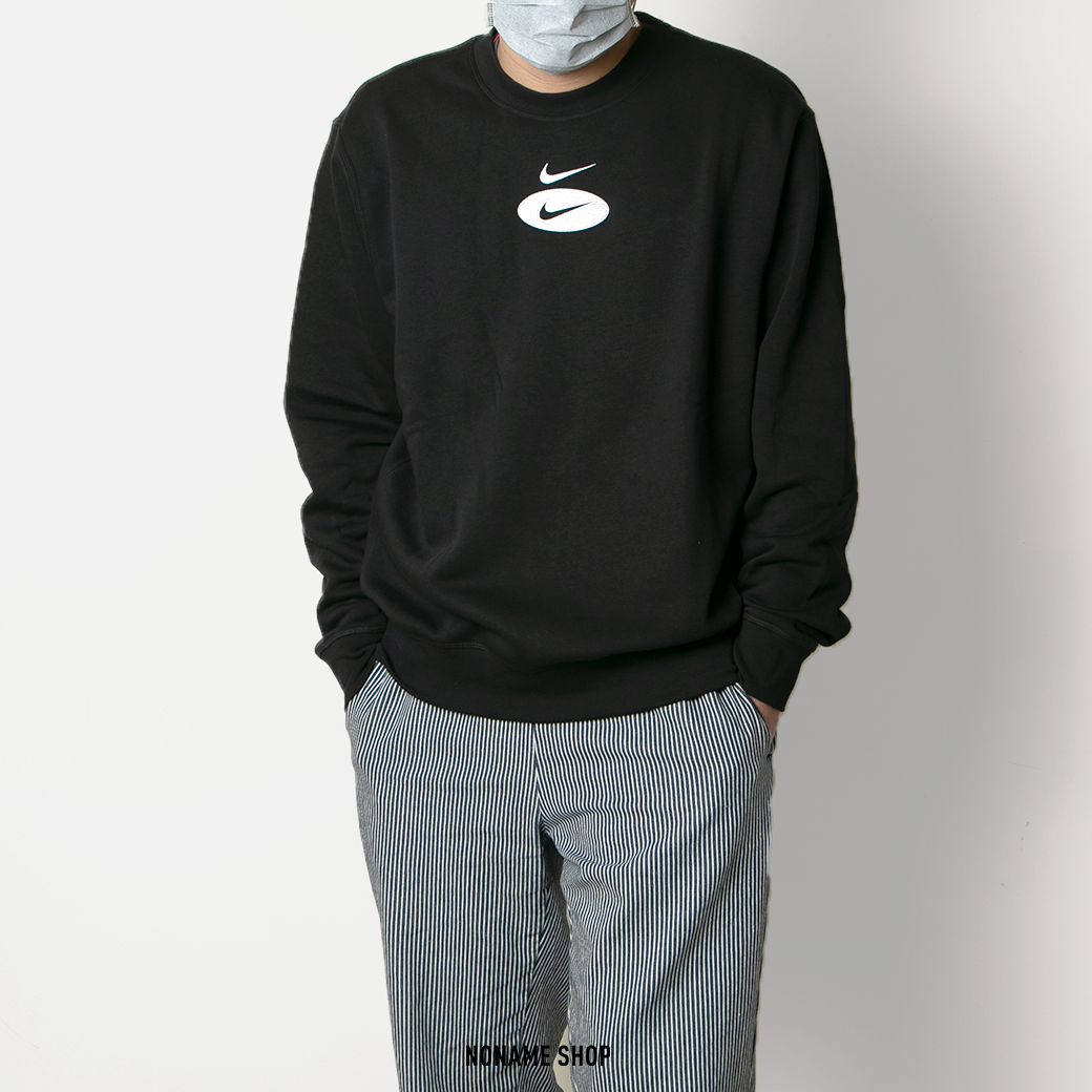 NIKE LOGO 刺繡 小勾 刷毛 長袖 黑