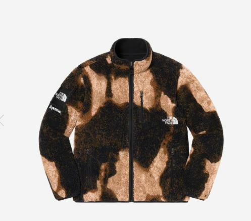 Supreme x The North Face Bleached Denim Print Fleece Ja