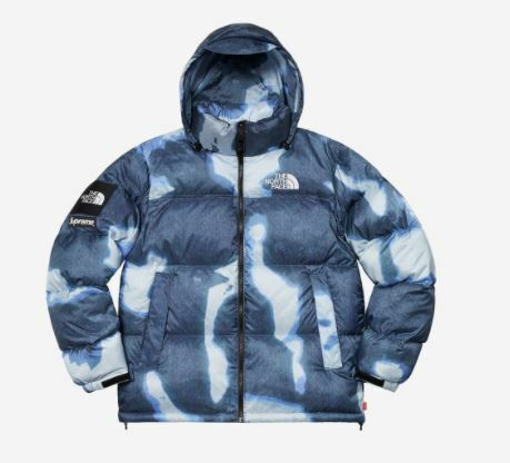 Supreme x The North Face Bleached Denim Print Nuptse Jacket Indigo - 21FW