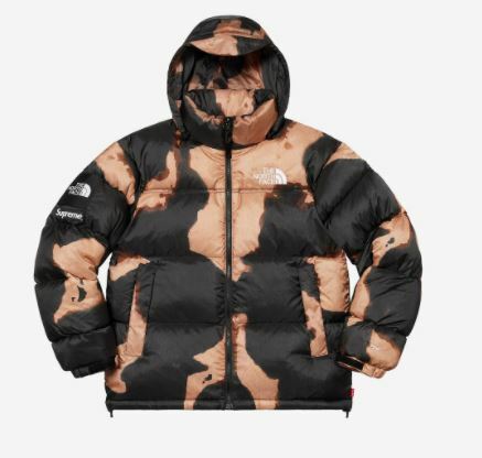 Supreme x The North Face Bleached Denim Print Nuptse Ja