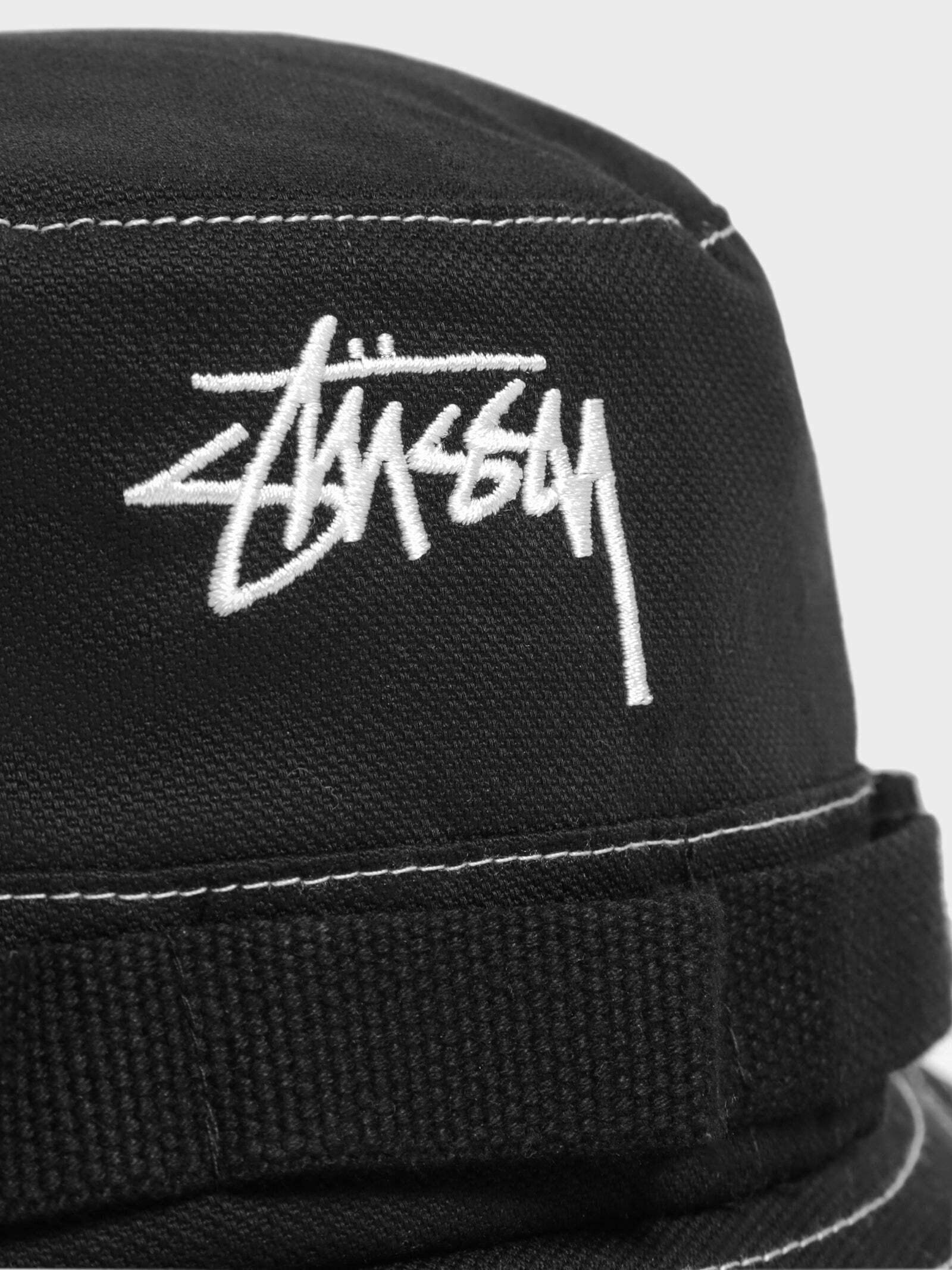 STUSSY Contrast Stitch Boonie Hat in Black & White