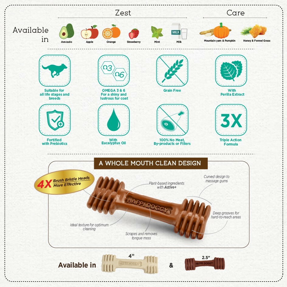 HAPPI DOGGY ZEST DENTAL CHEW 18PCS