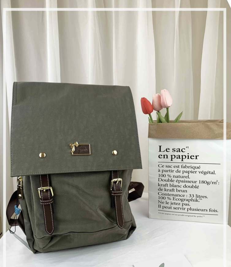 GOODS 復古軍綠水洗運動風後背包 #2582