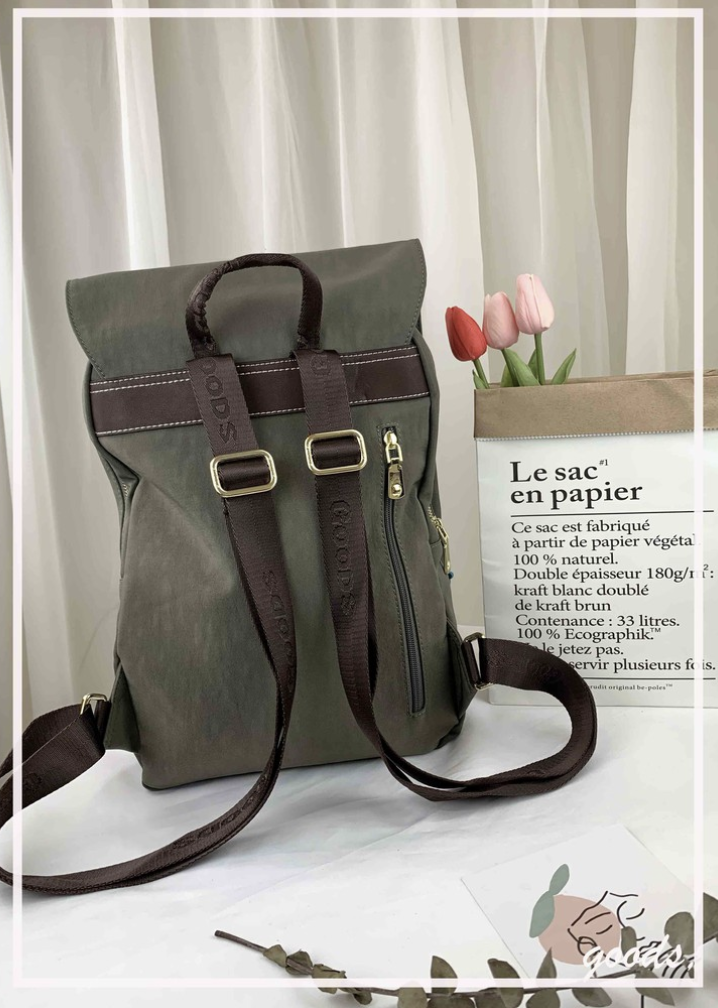 GOODS 復古軍綠水洗運動風後背包 #2582