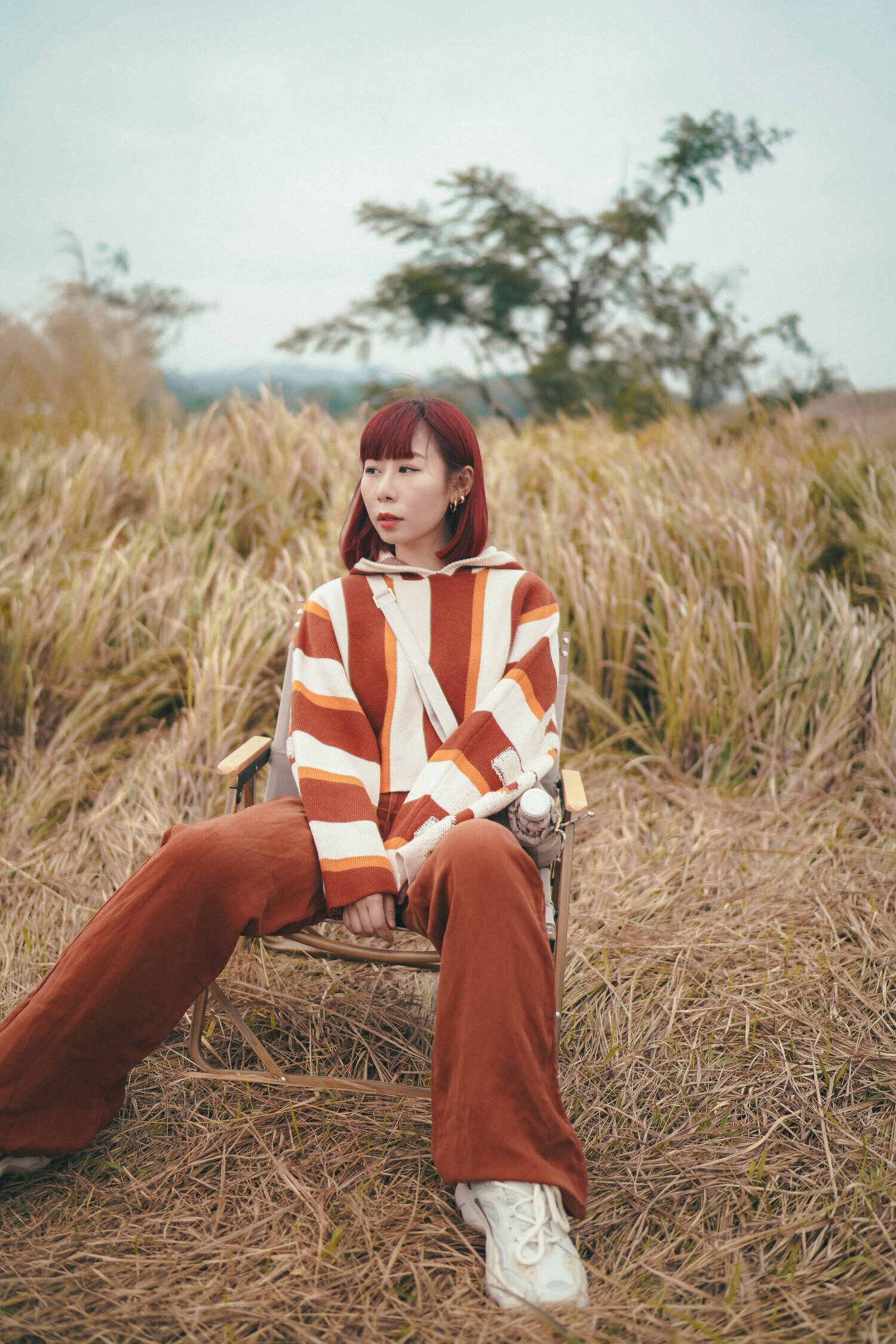 【Just Africa】MAMBO款 短版連帽衛衣 - 橙/米白色