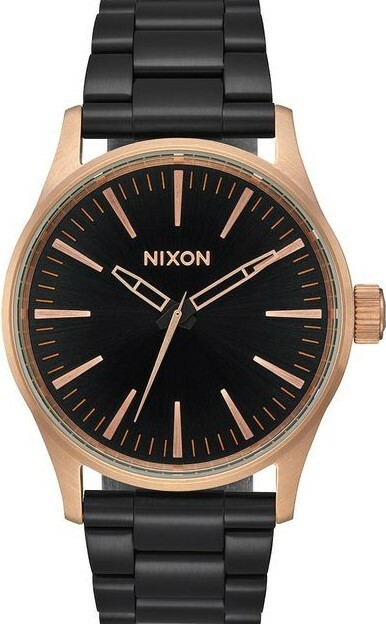 萬年鐘錶 - NIXON 尼克森  SENTRY SS 全黑玫瑰金框衝浪錶  A450-2481  錶徑38MM