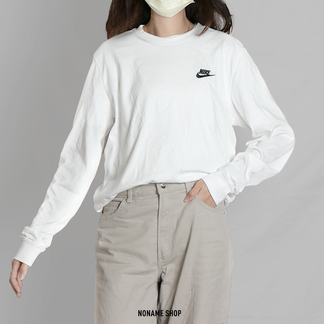 NIKE NSW 刺繡 字勾 長袖 白