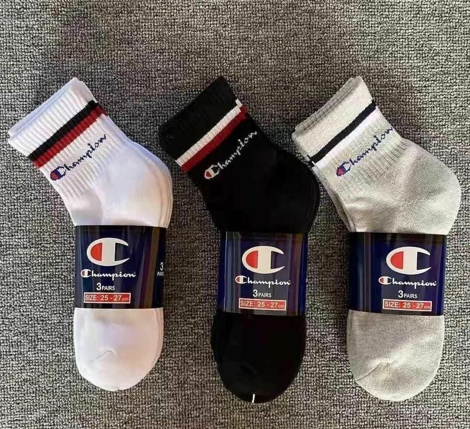 Champion 中筒字母款厚底 😎運動襪1套3對 -2200212