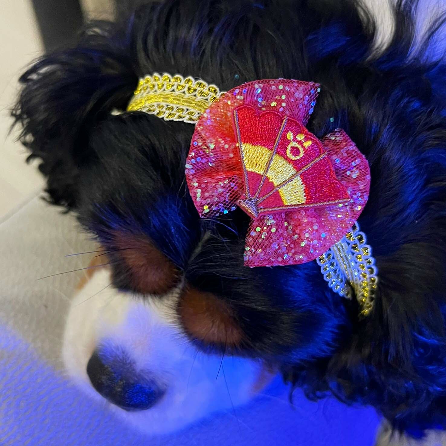 CNY Pet Headband with Red Ribbon