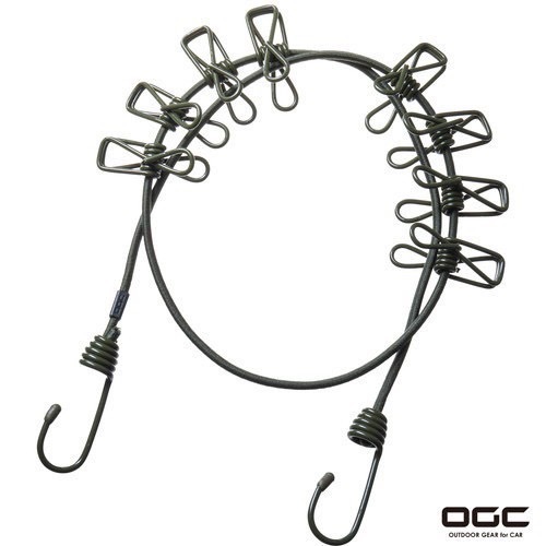 日本 OGC - 8603 彈力繩 彈簧夾 （1繩+8夾）吊掛夾 露營 野營 戶外 休閒