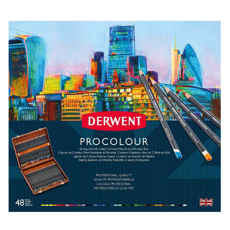 【DERWENT 德爾文】 PROCOLOUR油性色鉛48色-木盒裝 DW2302523