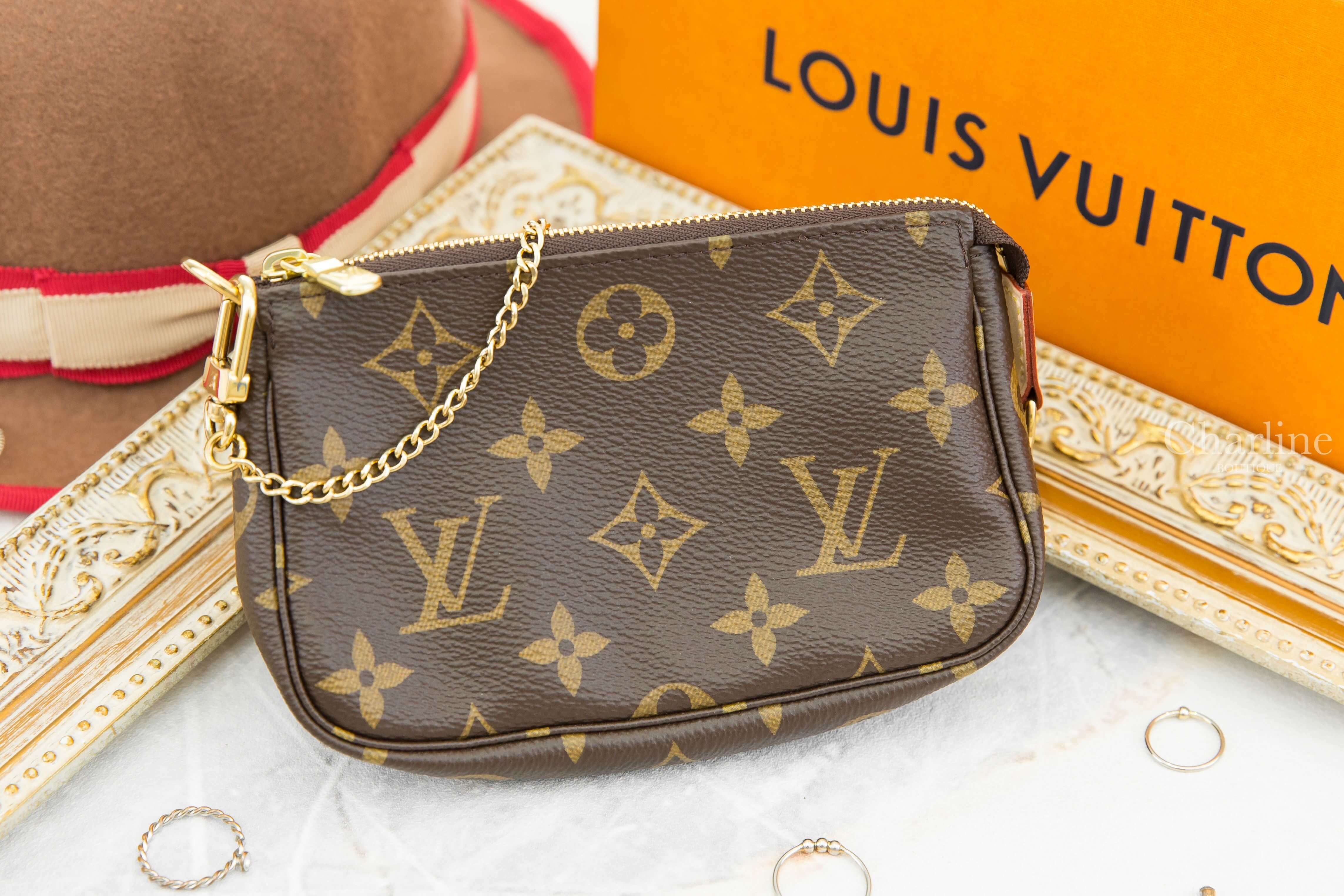 Louis Vuitton Mini Pochette Accessoires 咖啡色老花迷你手袋鏈帶包-Charline Boutique 精品代購