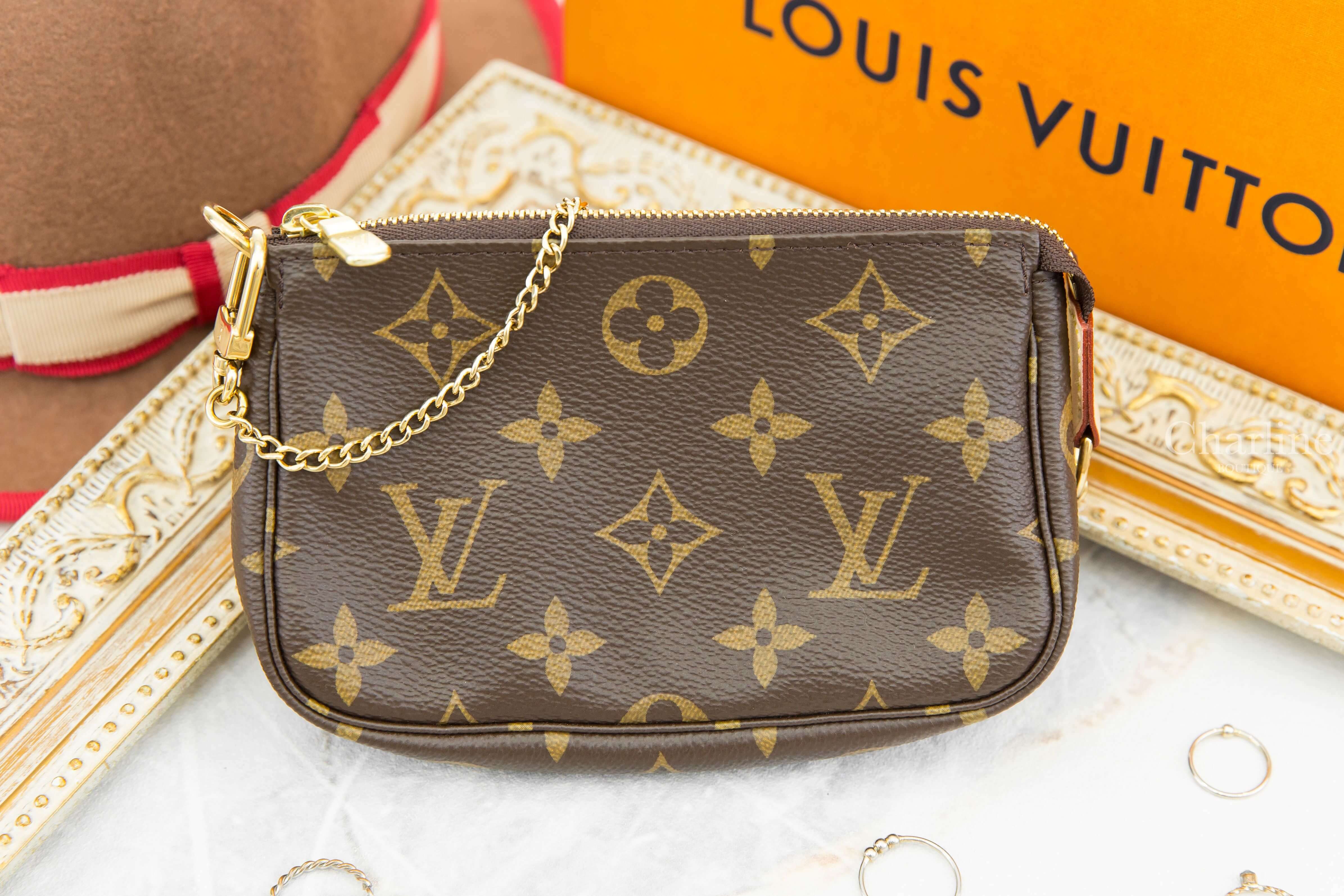 Louis Vuitton Mini Pochette Accessoires 咖啡色老花迷你手袋鏈帶包-Charline Boutique 精品代購