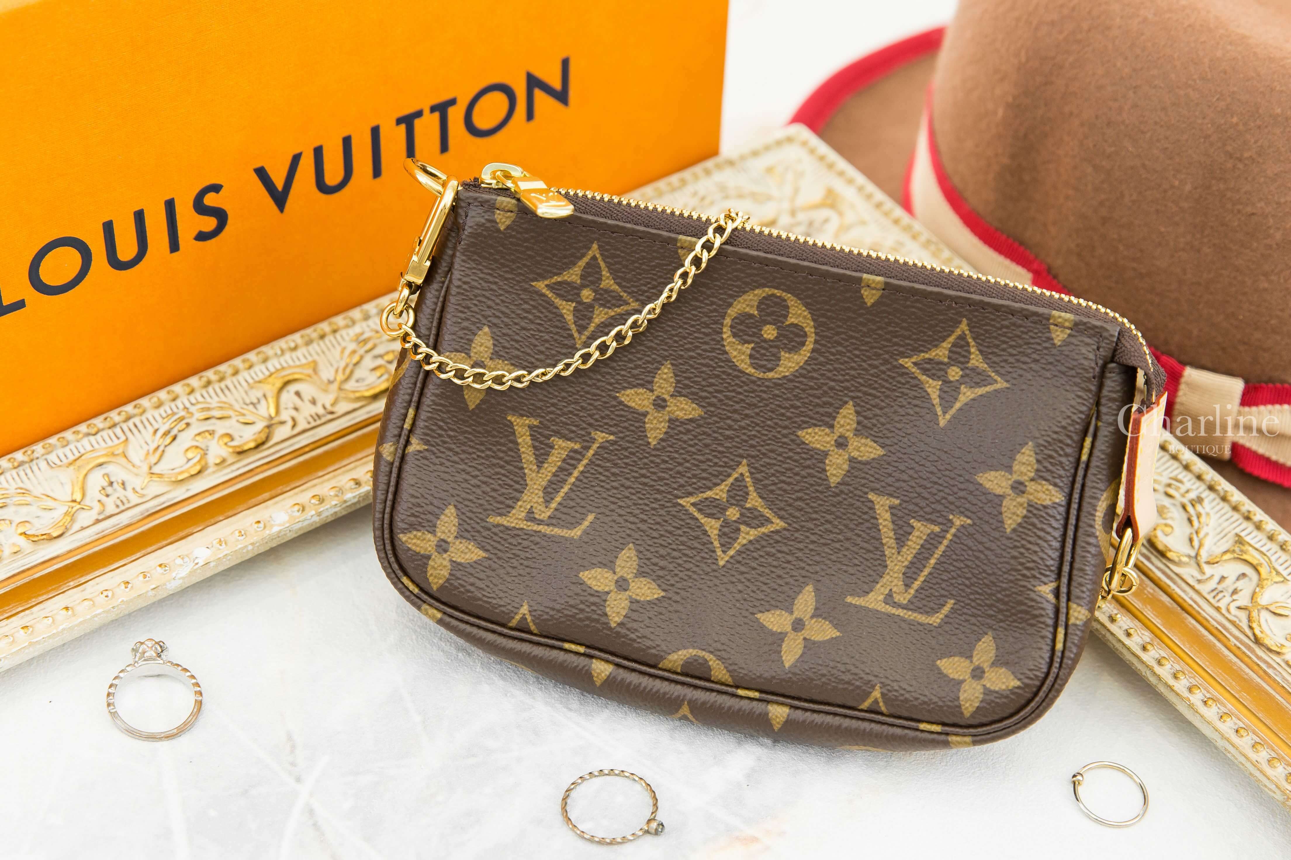 Louis Vuitton Mini Pochette Accessoires 咖啡色老花迷你手袋鏈帶包-Charline Boutique 精品代購