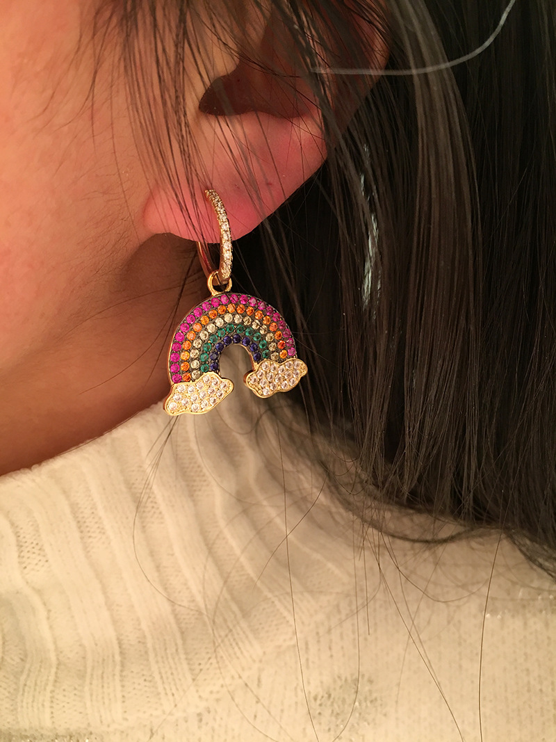 鋯石水鑽彩虹耳飾(925銀針)