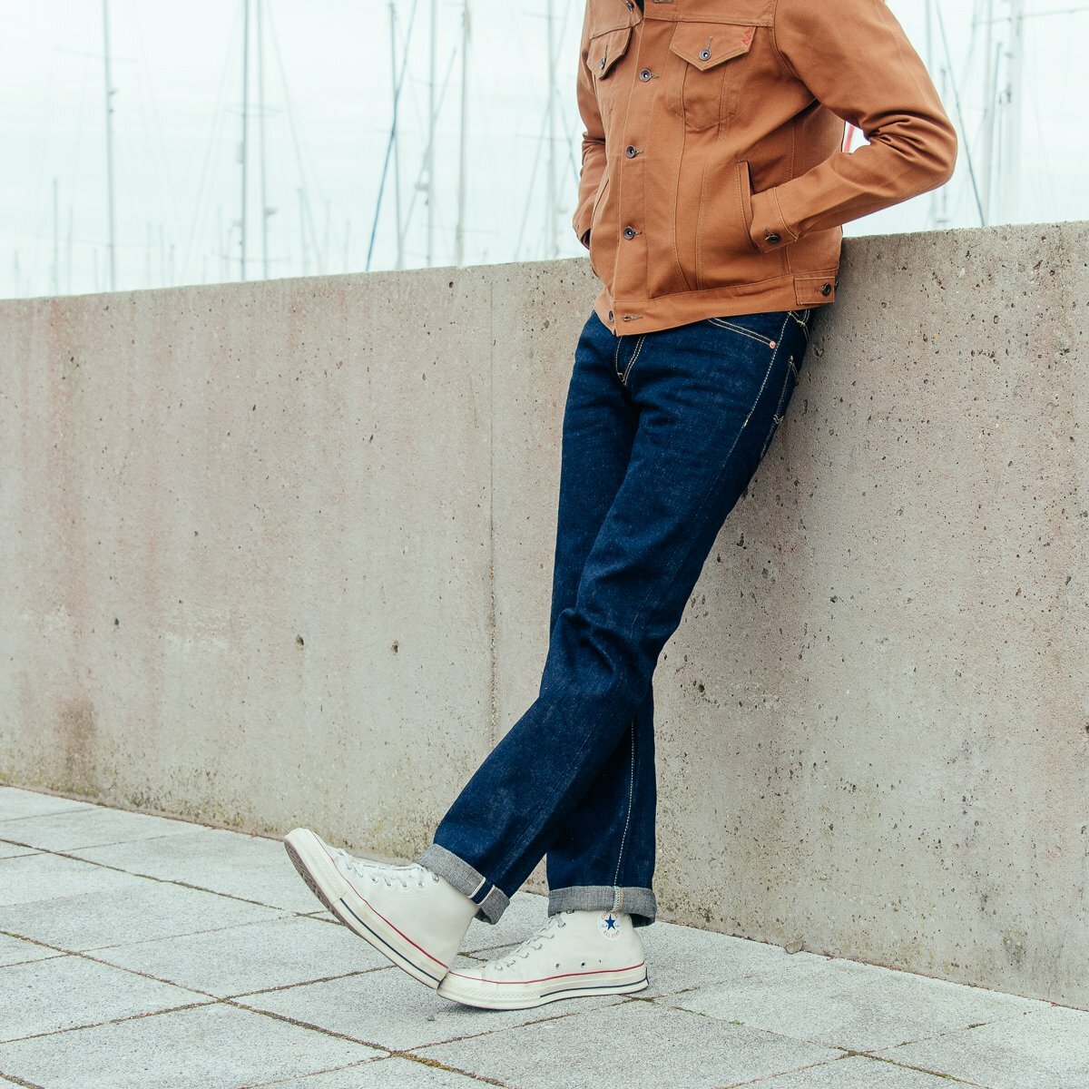 IRON HEART IH-666S-18 18oz Vintage Selvedge Denim Slim Straight Cut Jeans - Indigo