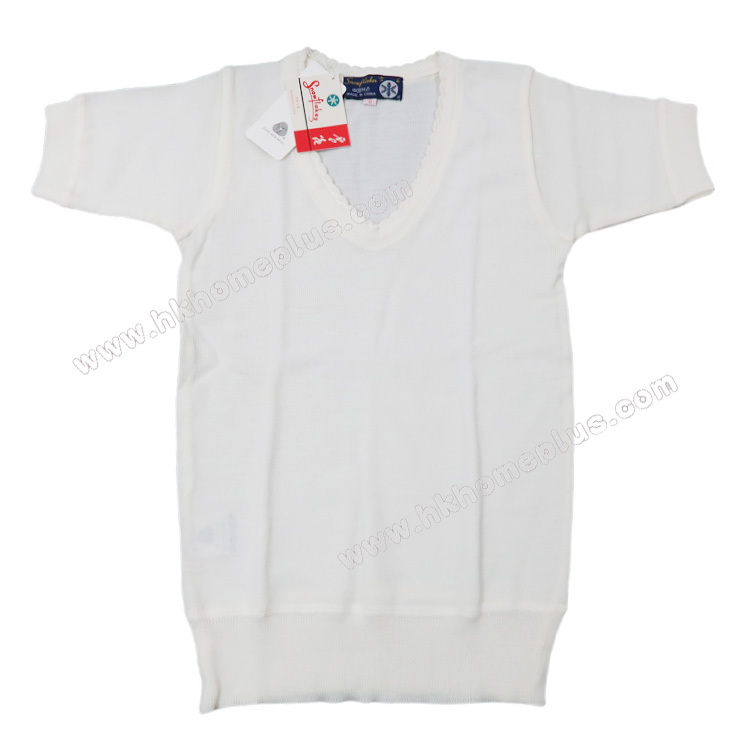 雪花牌: 女裝羊毛防縮V領短袖衫 (S-XL碼)