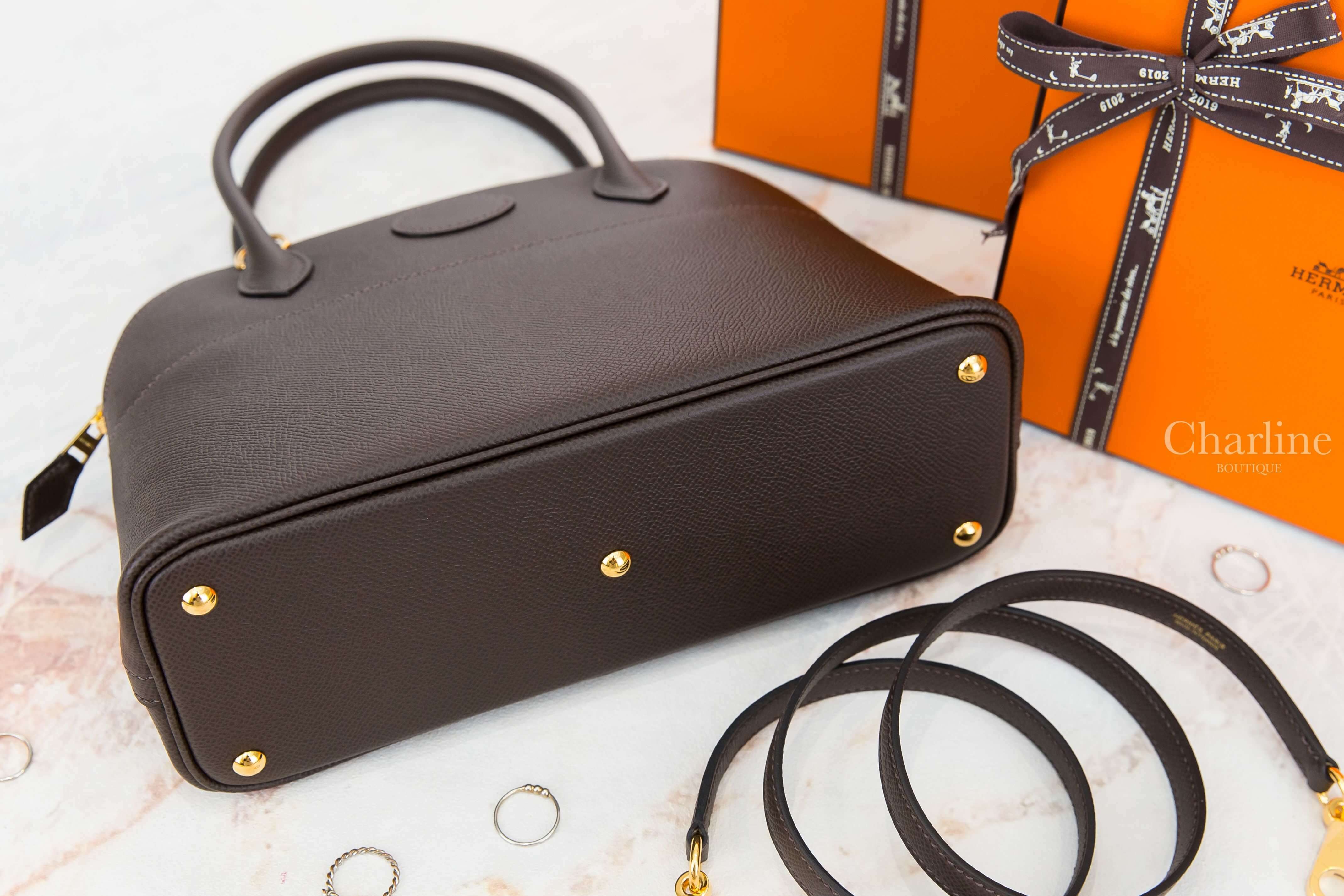 Hermès Bolide 27cm 46 Ebene Veau Epsom Z刻烏木色金釦手提肩背包-Charline Boutique 精品代購