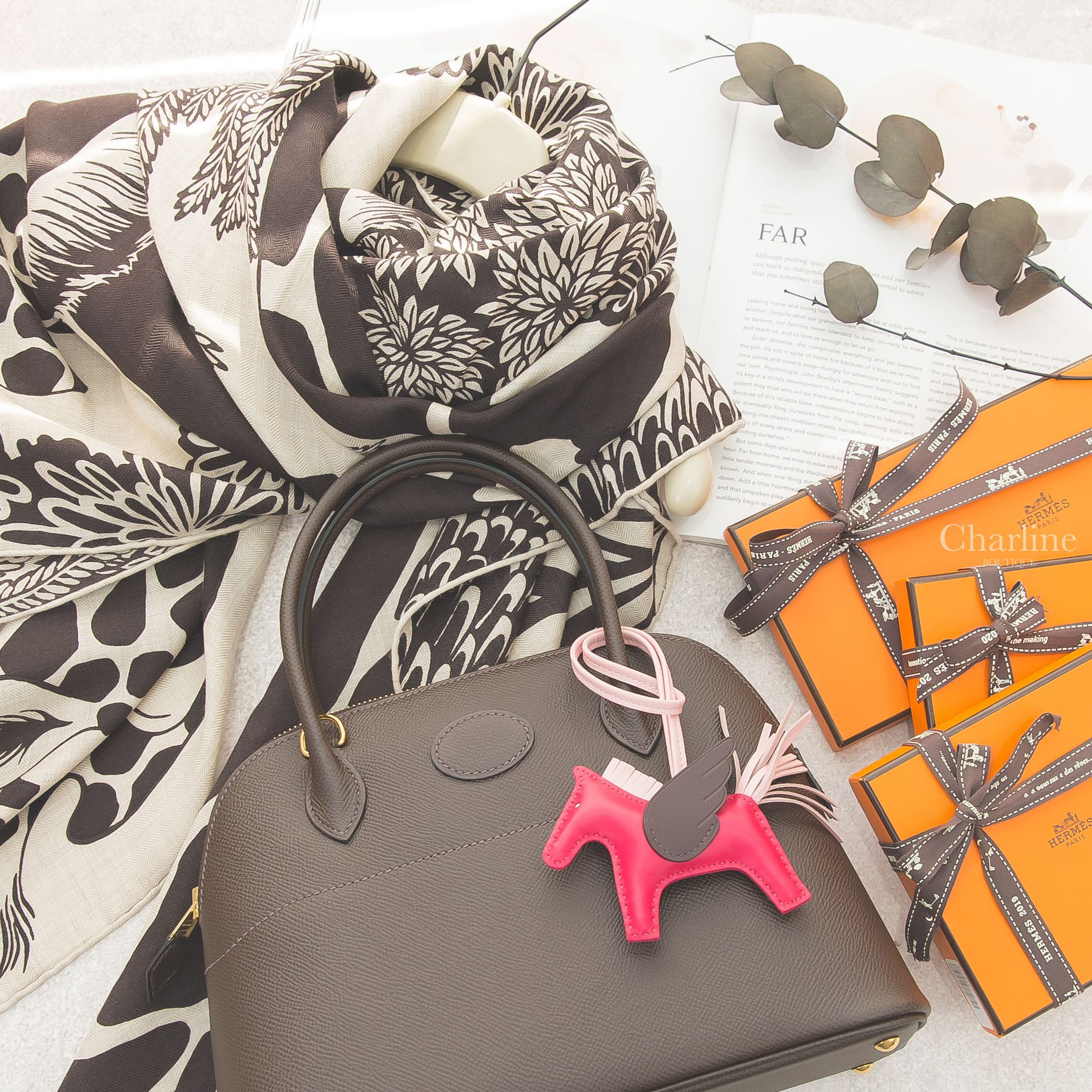 Hermès Bolide 27cm 46 Ebene Veau Epsom Z刻烏木色金釦手提肩背包,Hermès Rodeo PM Pegase 覆盆莓紅/櫻花粉/馬鞍紅小型飛馬吊飾-Charline Boutique 精品代購